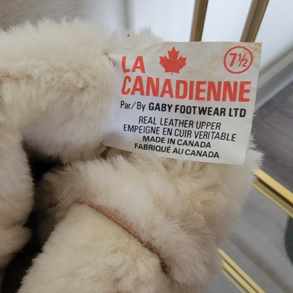 Vintage La Canadienne Shearling Lined Foldover Boots Women's Sz 7.5 Sheepskin - Picture 5 of 12